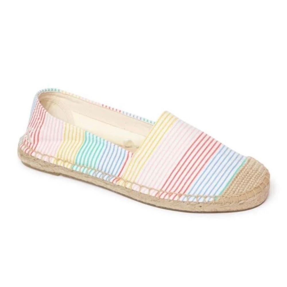 NWT Joules Colorful Striped Espadrille Flats Shoes Size 6 Pink Blue Yellow Green
